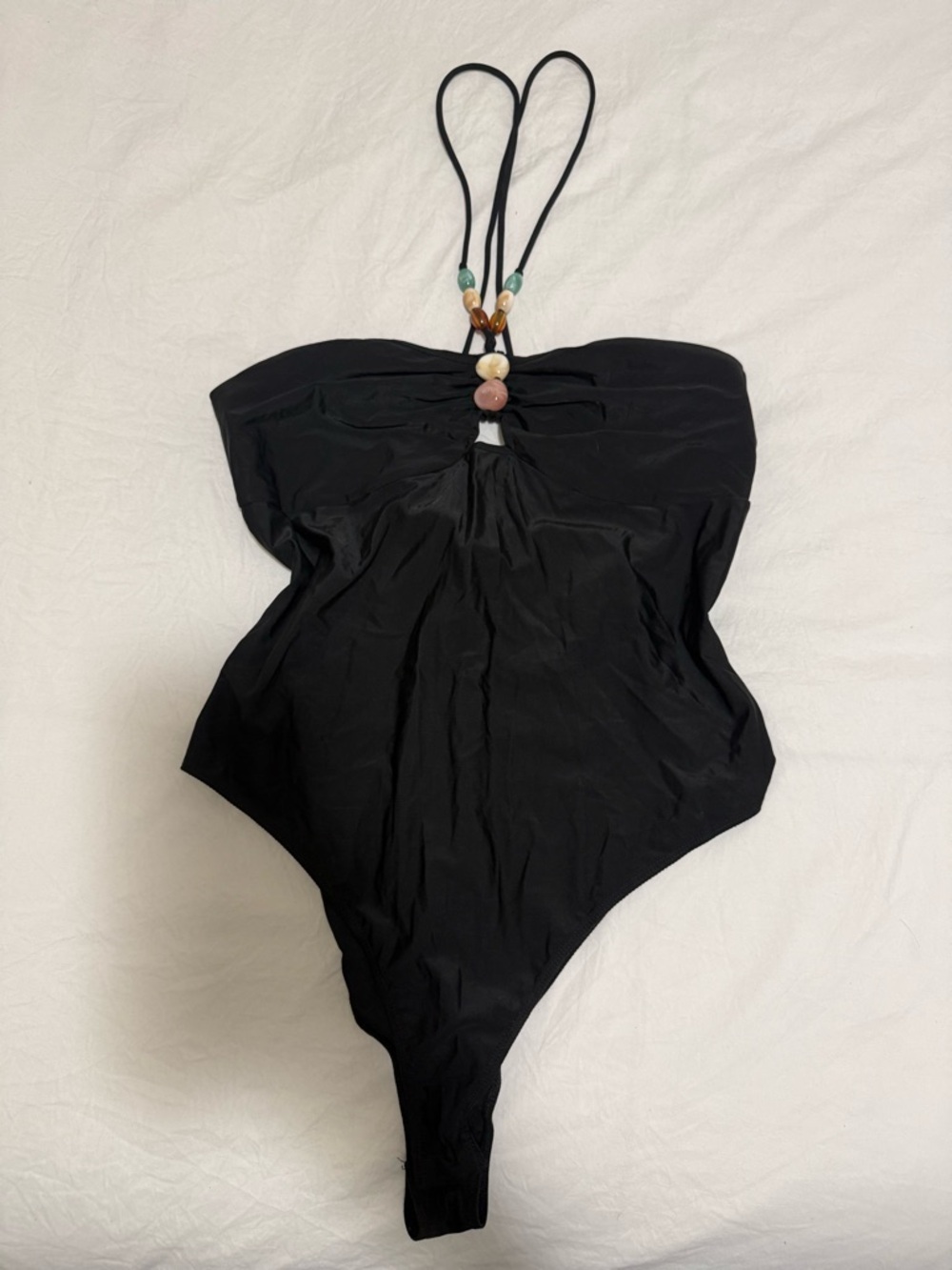 Fashion Nova Black bodysuit with Beaded Strap Accent